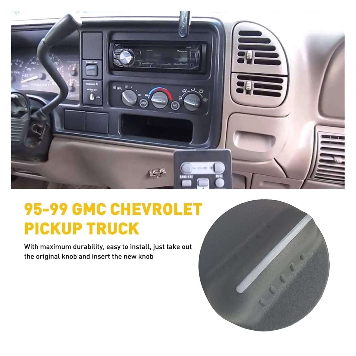 DORKTEES Compatible with Silverado Sierra 1500 2500 3500 Suburban Tahoe 1995 1996 1997 1998 Pickup Truck Climate Control Knobs A/C Knob Switch