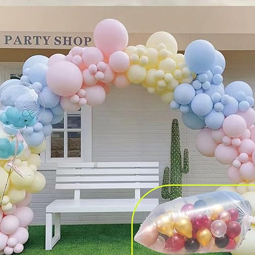 Miniatura 6 de ZHUDDONG 4 bolsas grandes para globos, bolsas de transporte de globos transparentes de 98.4 x 59 pulgadas, 4 cintas rizadoras, bolsas de globos para