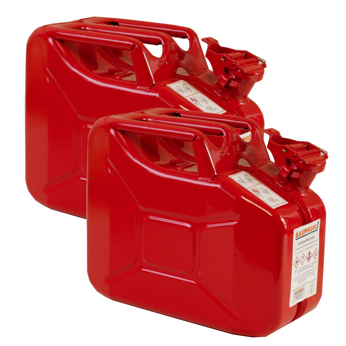 2er Set 10 Liter Benzinkanister Metall GGVS mit Sicherungsstift rot Blechkanister