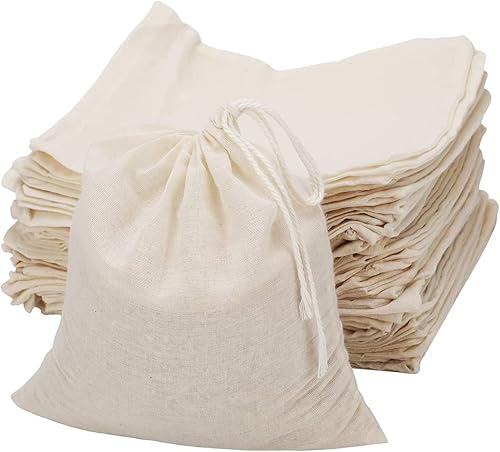 ICEYLI 30 bolsas de algodón natural sin blanquear de 4 x 6 pulgadas, bolsas de especias y hierbas, té y sopa, bolsas de muselina para suministros