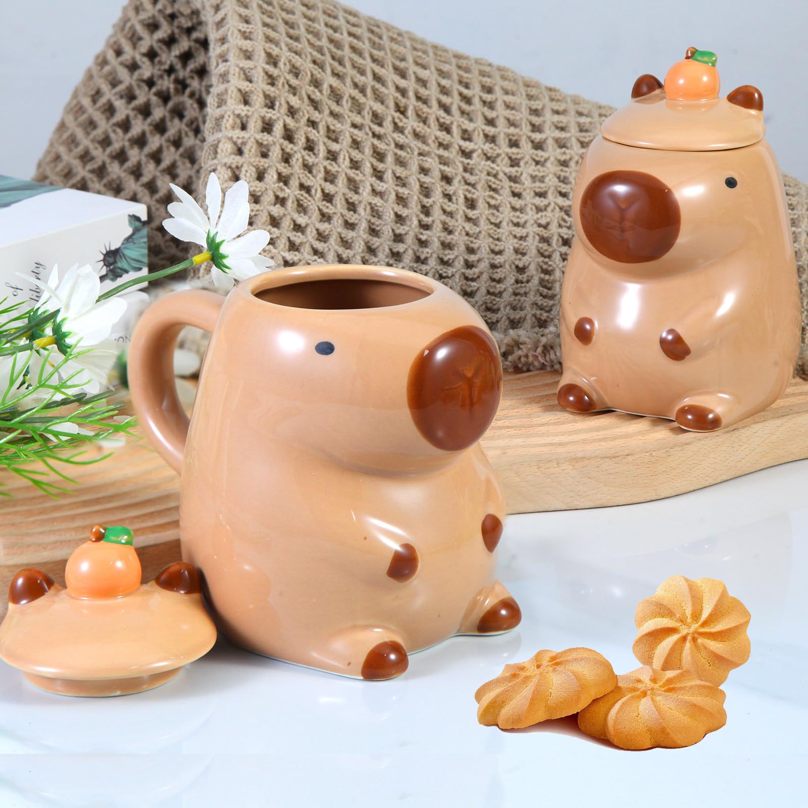 Capybara prezenty dla kobiet capibara rzeczy z kubkiem kubek torba do makijażu skarpeta świeca brelok notatnik i karty podarunkowe prezent dla miłośnika kapibary