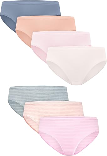 Hanes Girls Underwear Hipsters, 7-pack, Pure Comfort Microfiber Hipster Panties for Girls, Assorted