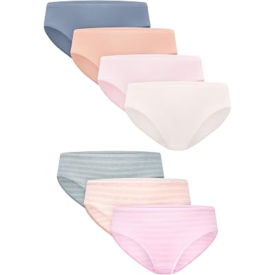 Hanes Girls' Underwear Hipsters, 7-pack, Pure Comfort Microfiber Hipster Panties for Girls, Assorted