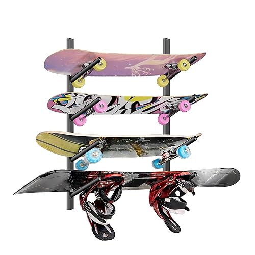 Skateboard Rack Wall Mount – Skateboard Wall Hanger, Snowboard Display