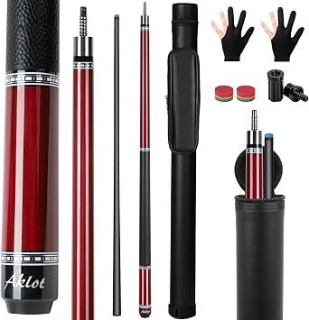 AKLOT Carbon Fiber Pool Cue Stick 58", Billiard Cue Sticks 19-19.5oz, Low Deflection Billiard Stick with Genuine Leather Wrap and 12.5mm Tip, Professional Carbon Fiber Pool Sticks for Adults