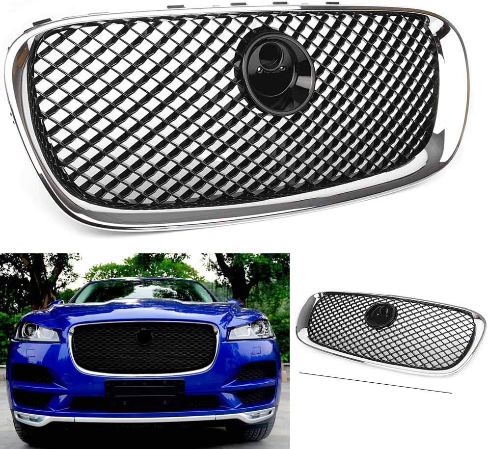 ジャガーx250xf Xfr Xfrs 08 09 1011クロームブラックにエンブレム付きの車のフロント ジャガーx250xf Xfr Xfrs 08 09 1011クロームブラックにエンブレム付きの車のフロント