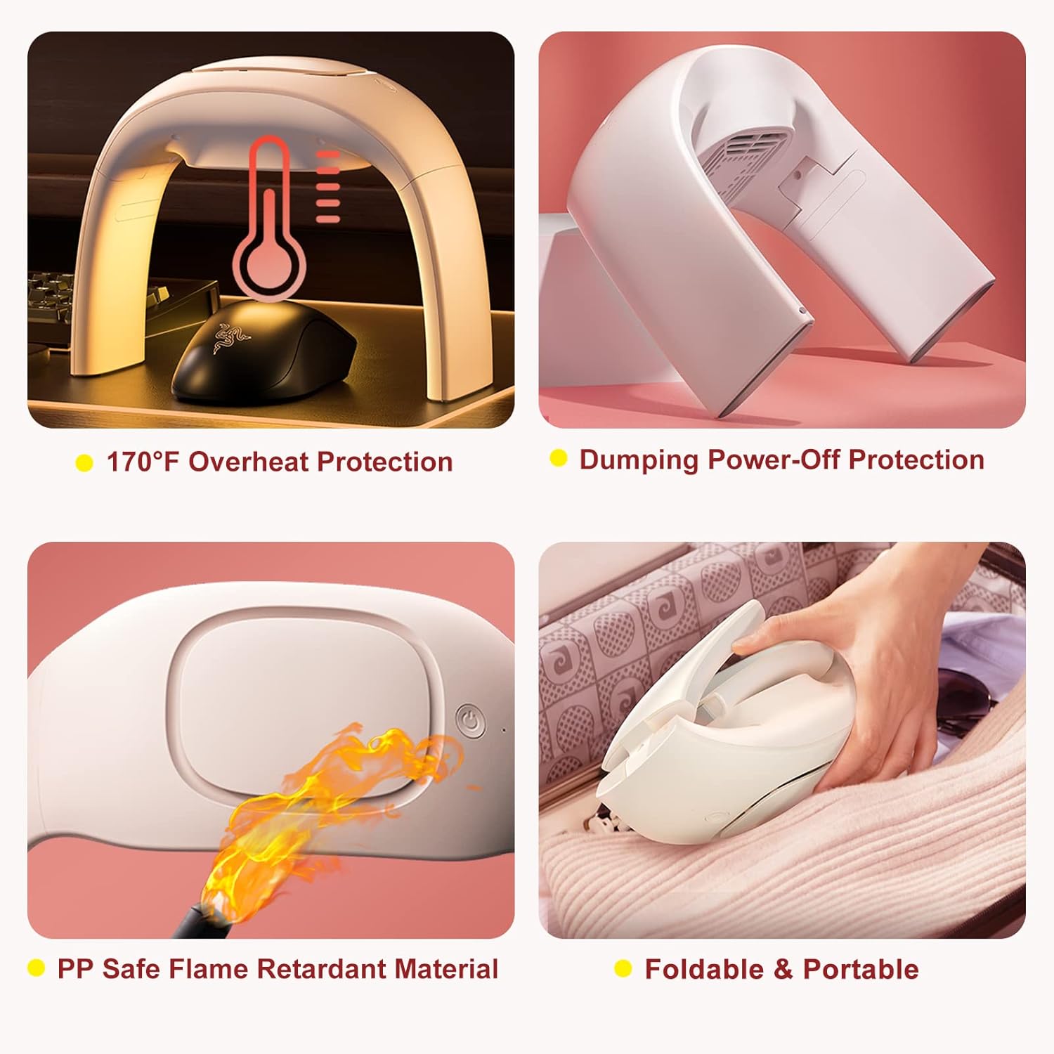 Heated Mouse Pad Hand Warmer Super Quiet, 110v 100w Desk Mouse Pad Hand Warmer, Personal Desk Heater Energy Efficient Ceramic Office with Thermostat Low Wattage - White - Image 7