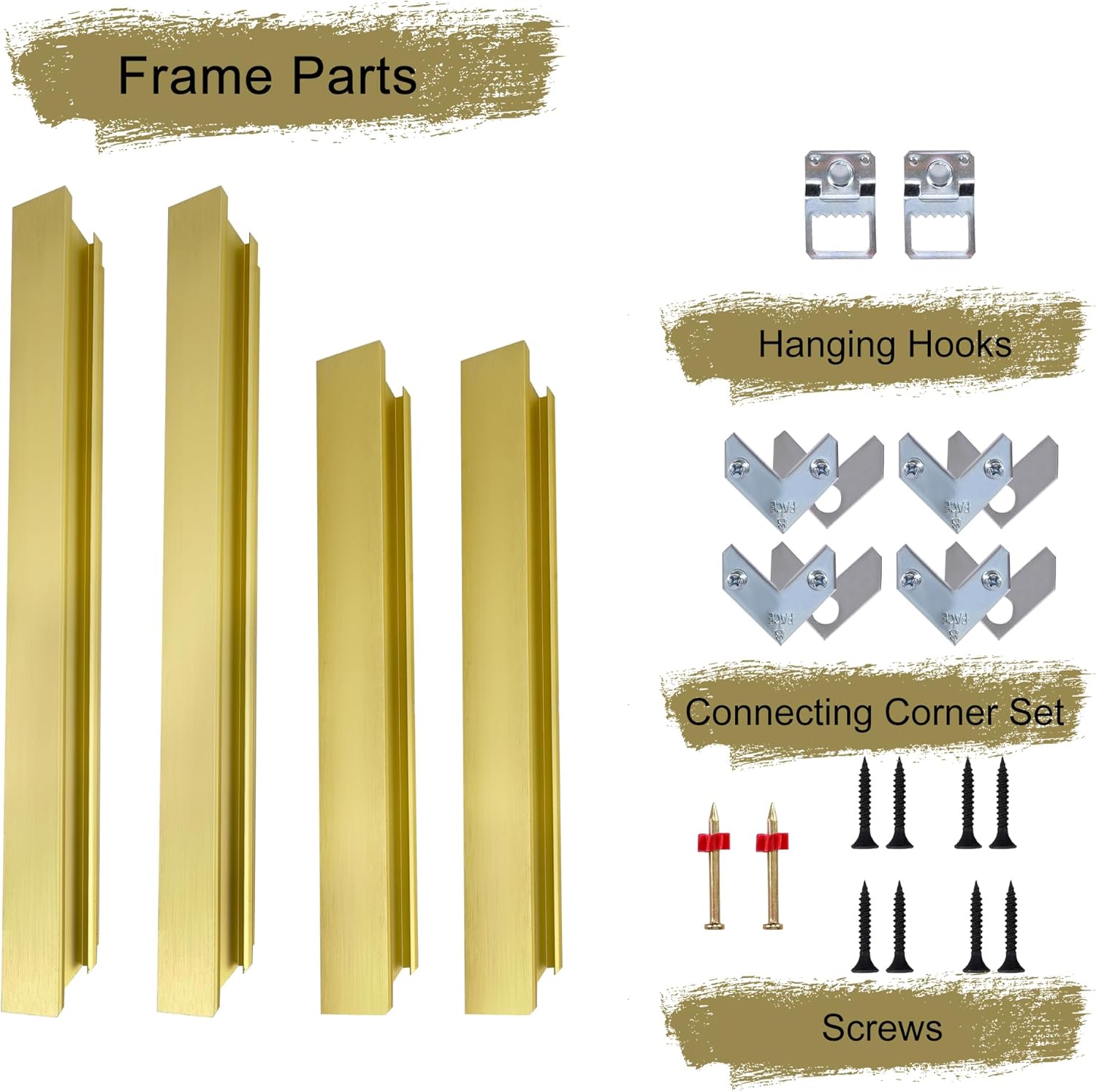 canfravas canvas frame 16x24, diy metal canvas floater frame, 1.5" deep canvas floating frame,frames for canvas art, floater frame for canvas painting, floating frame for canvas (light gold,16"x24") light gold 16"x24"