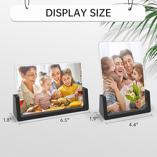 Miniatura 2 de Juego de 2 portarretratos de 4 x 6, marcos de fotos de madera rústica con base de madera de nogal y cubiertas de vidrio acrílico de alta definición