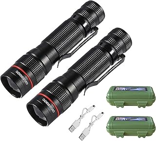 Torches Led Super Bright, Tactical Flashlights Rechargeable, Mini Small Pocket Torch High Lumen 3 Modes Handheld Lantern Light for Camping Hiking Fishing Outdoor Activities 2 Pack