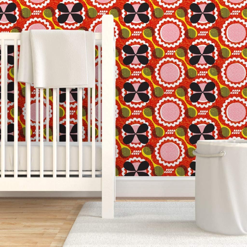 Peel & Stick Wallpaper 3ft x 2ft - Africa Inspired Print Dots Art Afrocentric Colorful Graphic Bold Boho Modern Custom Removable Wallpaper by Spoonflower