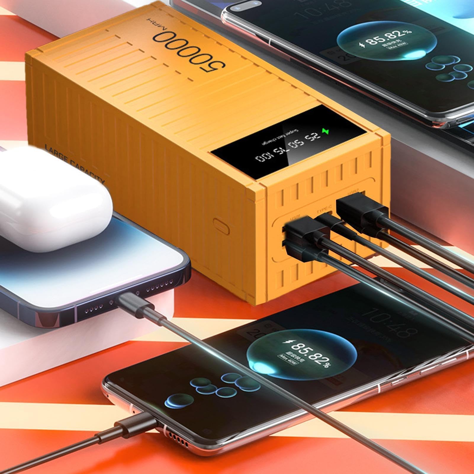 Banco De Carga Rápida, Cargador De Alta Velocidad De 66 W, Gran Capacidad De 50000 MAh, Diseño Portátil Multifuncional, Construcción Duradera De ABS, Respaldo De Energía For Teléfonos Móviles(White.)