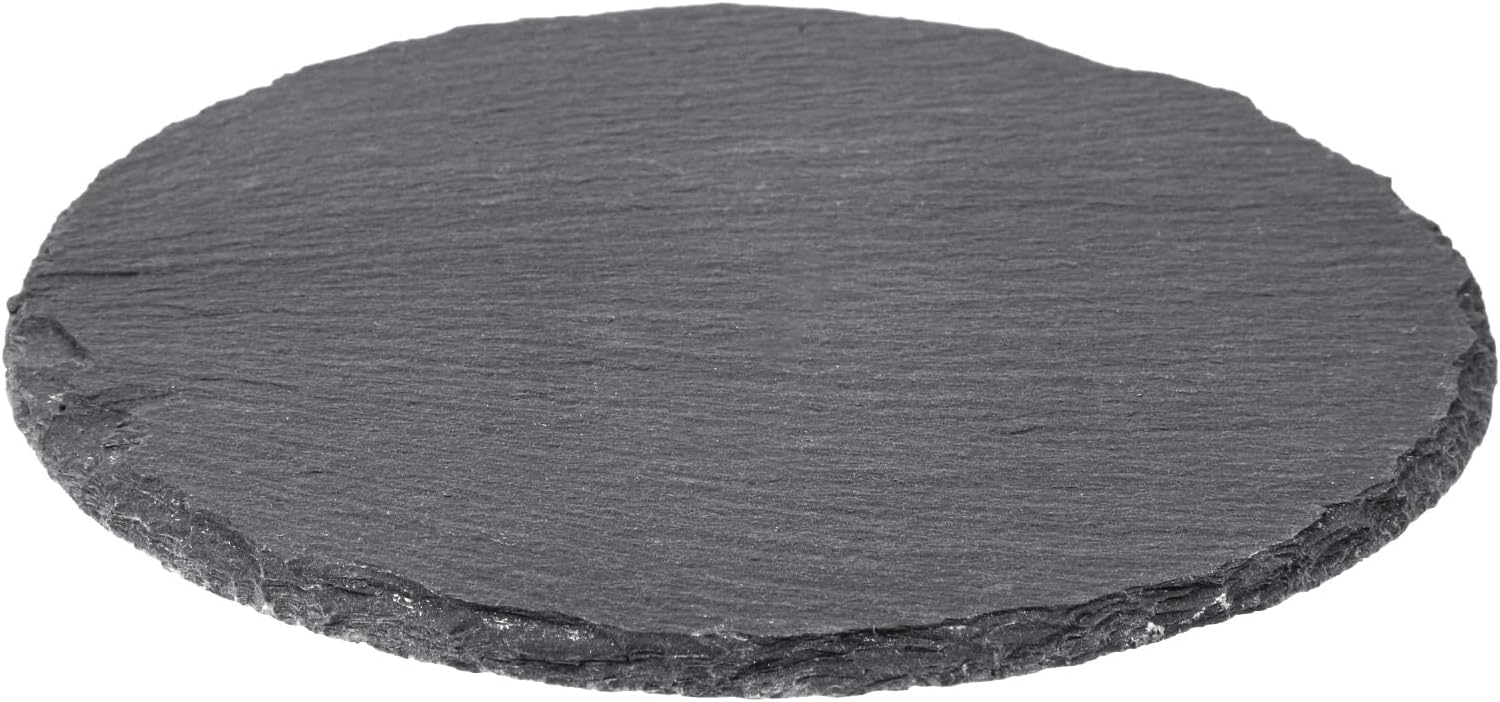 Reptile Basking Platform 6" Round Slate Rock Plate, Natural Tortoise Feeding Bowl Resting Stone for Bearded Dragon Turtle Lizard Gecko