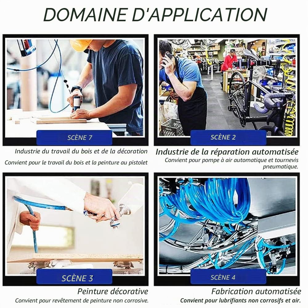 Blue 10M Tuyau d'arrosage en Polyuréthane 10mm OD X 6,5MM ID PU Air Tubing avec 14 Kits de Connecteurs et Cutter Flexible et Résistant aux Intempéries