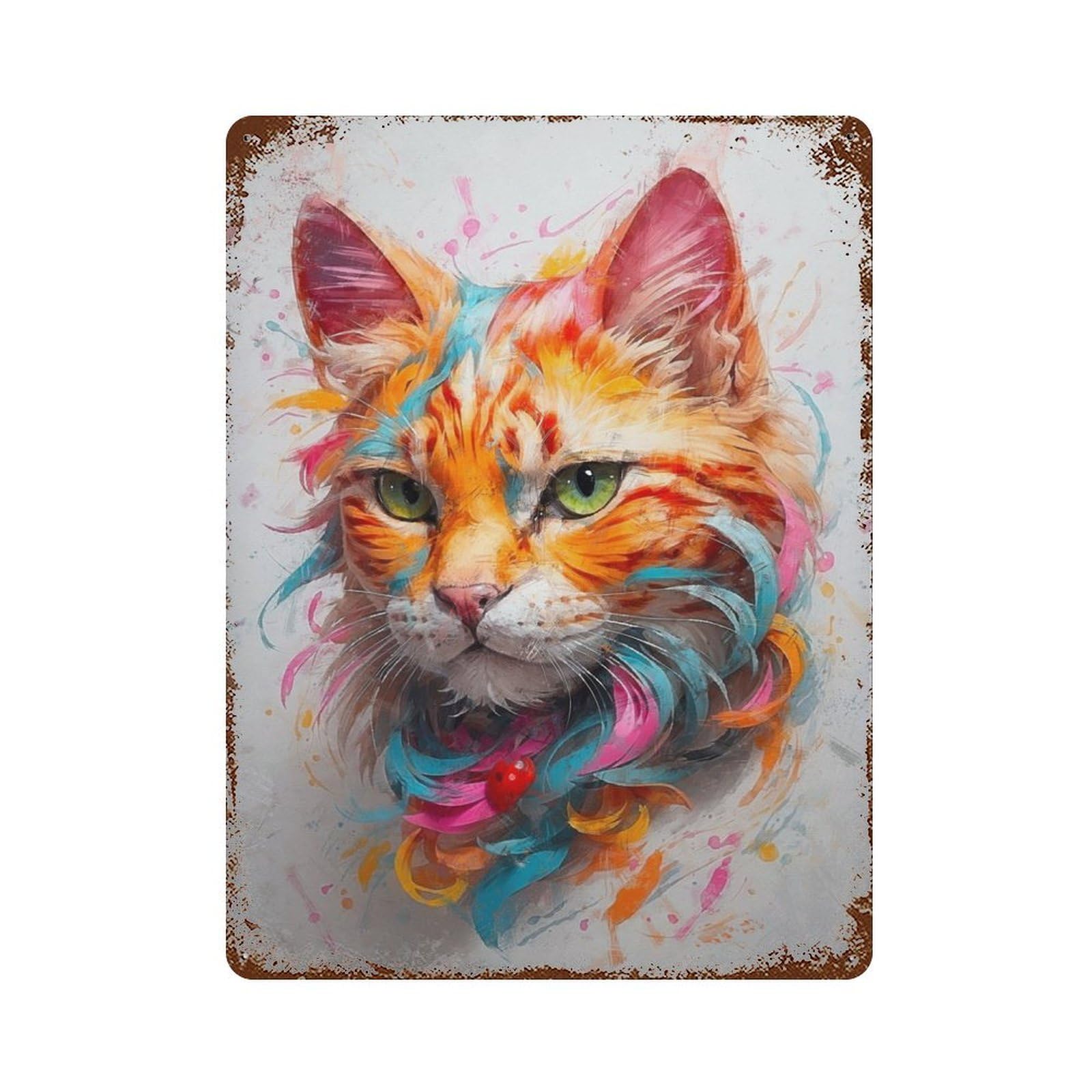 Garage Style Abstract Ethereal Whiskers Vintage Rust Metal Sign 15.7"x11.8", Rustic Home Decor for Bar And Workshop