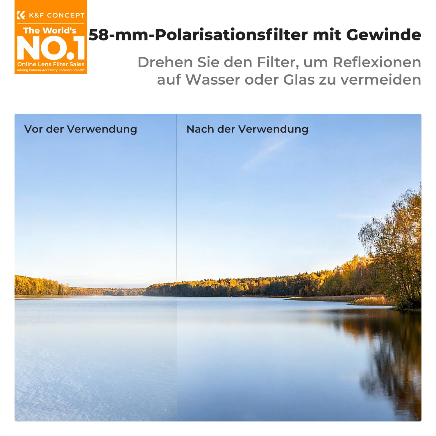 K&F CONCEPT Doppelseitiger magnetischer Filterclip mit 58mm CPL Filter | Kompatibel mit iPhone 17 Pro Max und 58-mm-Gewindefiltern, FA101