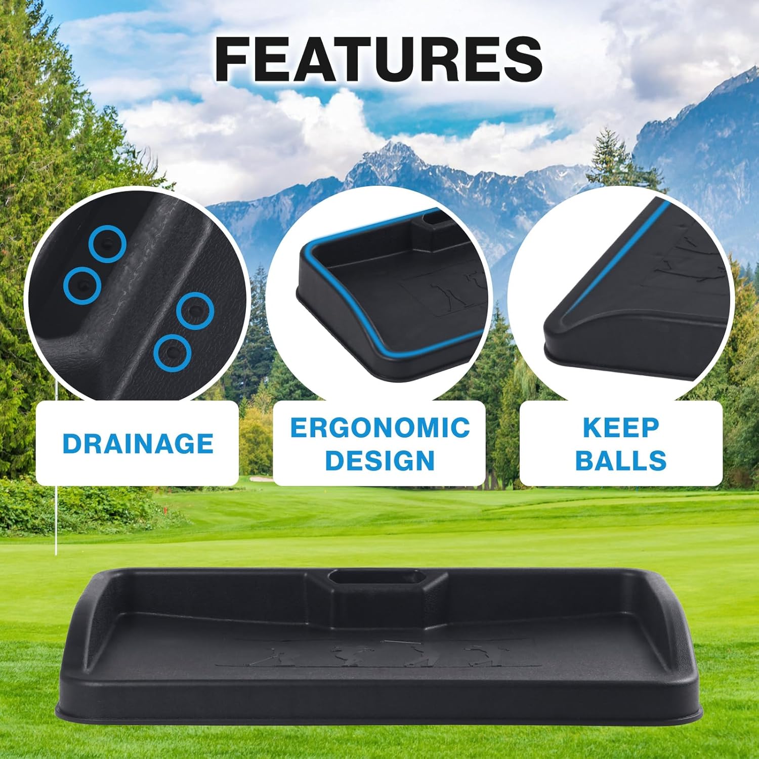 Japard 23" Wide Golf Ball Tray for Practice Mat, Simulator with Smart Phone Holder, 100 Balls Large Capacity ABS Plastic Indoor Outdoor Home Training Professional Grade