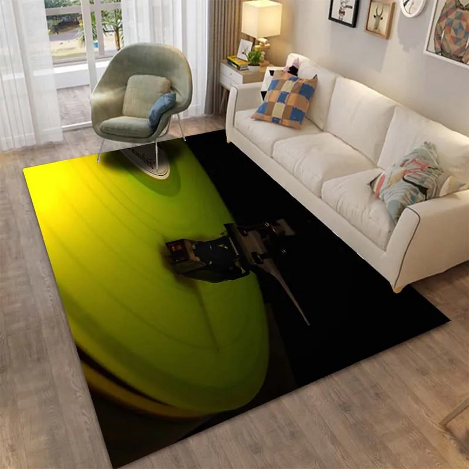 Tapis de zone 3D disques rétro en polyester doux haut de gamme 120x160cm