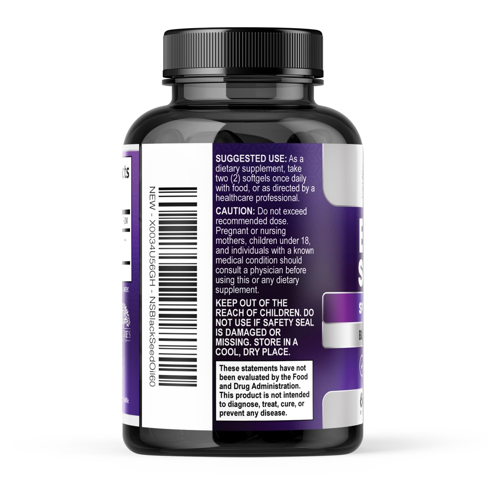 Black Seed Oil Capsules, 1000mg Per Serving - Best Cumin Seed Oil - Pure Nigella Sativa Black Seed Oil & Thymoquinone - Amazing Antioxidant for Skin Support Supplement - Bottled in USA - 60 Softgels — Amazon image 8