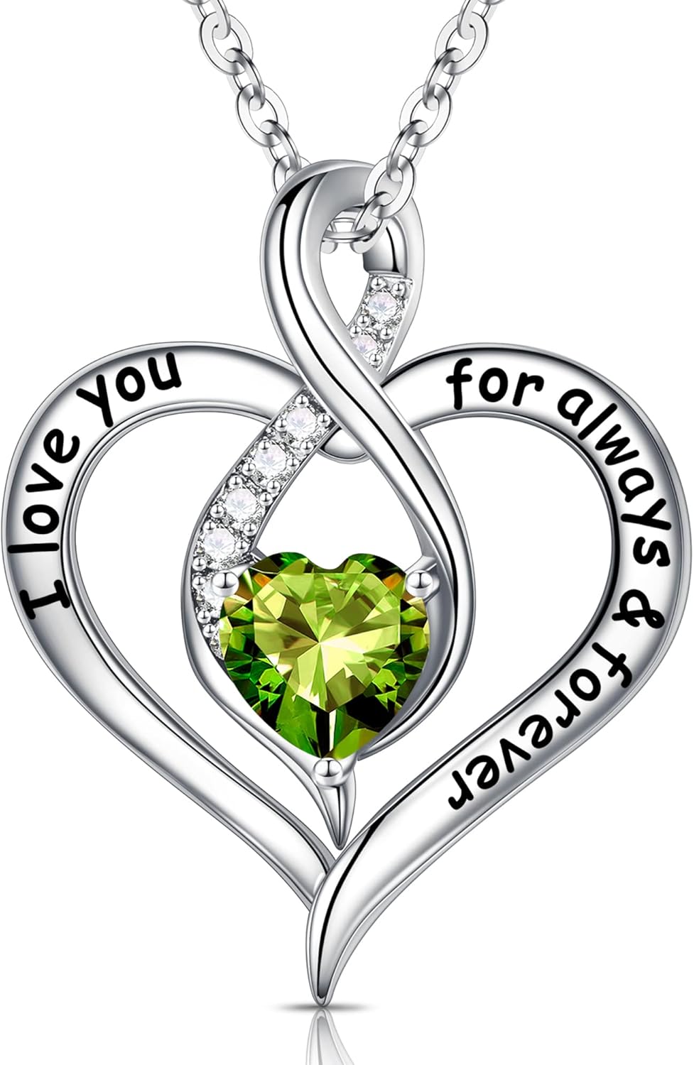 Ursilver Love Heart Birthstone Necklaces - S925 Sterling Silver Birthstone Necklace I Love You Always and Forever, Jewelry Gifts for Women Mother Mom Wife Her