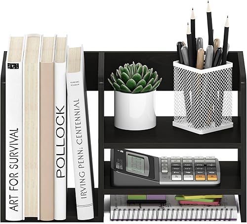 Vista 52 de Furinno Hermite - Estantería organizadora para escritorio, color espresso