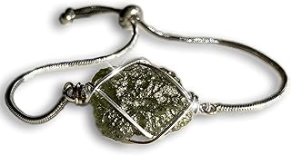Genuine Moldavite Crystal Bracelet - High Vibration Manifestation and Transformation Authentic Czech Republic Crystals Tektite Healing Stone BR1.5