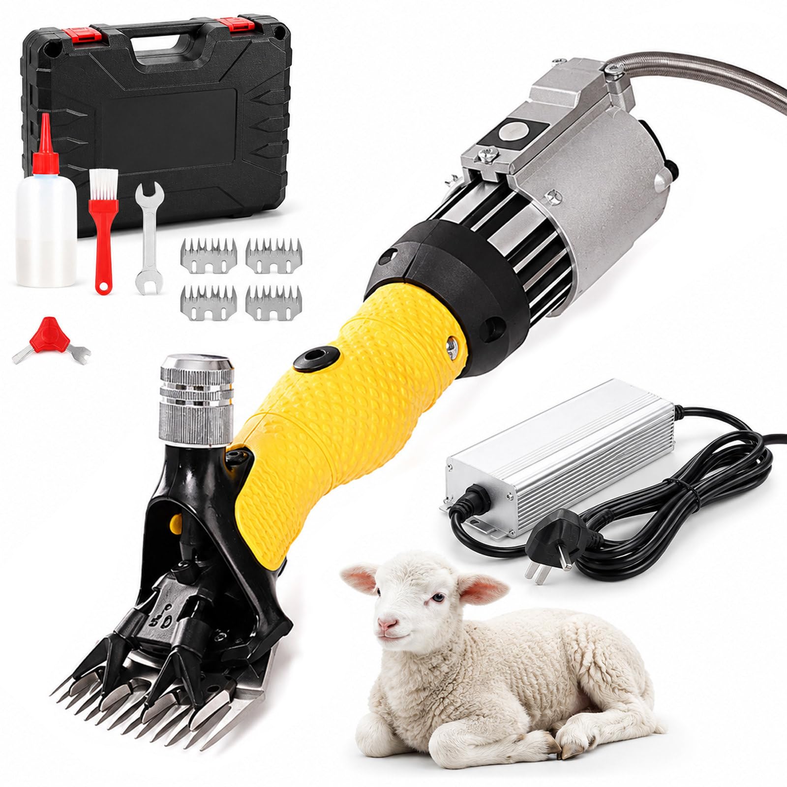 Tosatrice Elettrica per Pecore da 1300 W, 3600 Giri/min, Macchina per la Tosatura della Lana, Tosatrici per Pecore, Capre, Lama e Altri Animali da Fattoria e da Allevamento A