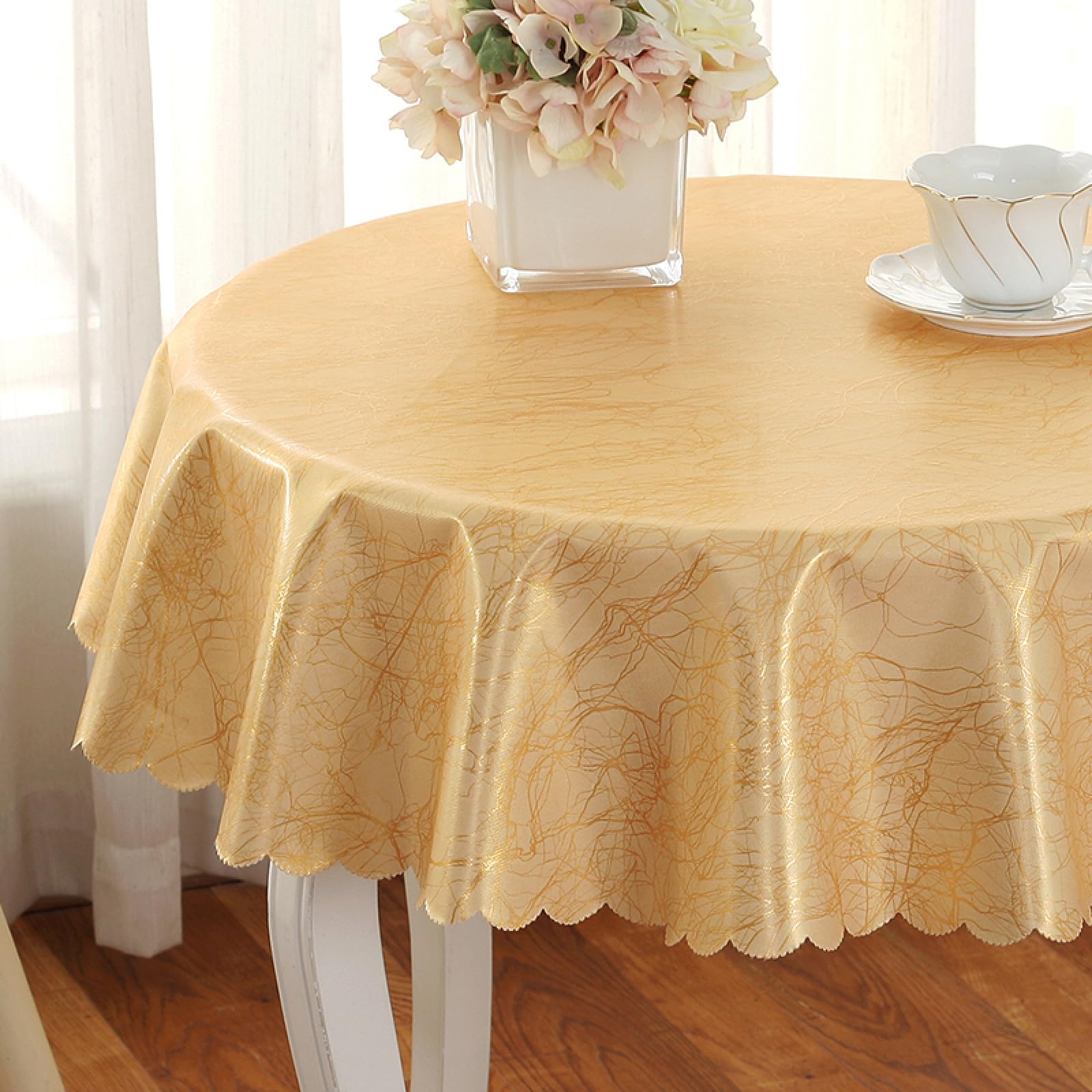 Tischdecke Tischtuch Pflegeleichte Tischwäsche Anti Heißverschleißfest Tischläufer Eckig Viele Größe Farbe Wählbar Goldener Kreis Durchmesser 260cm