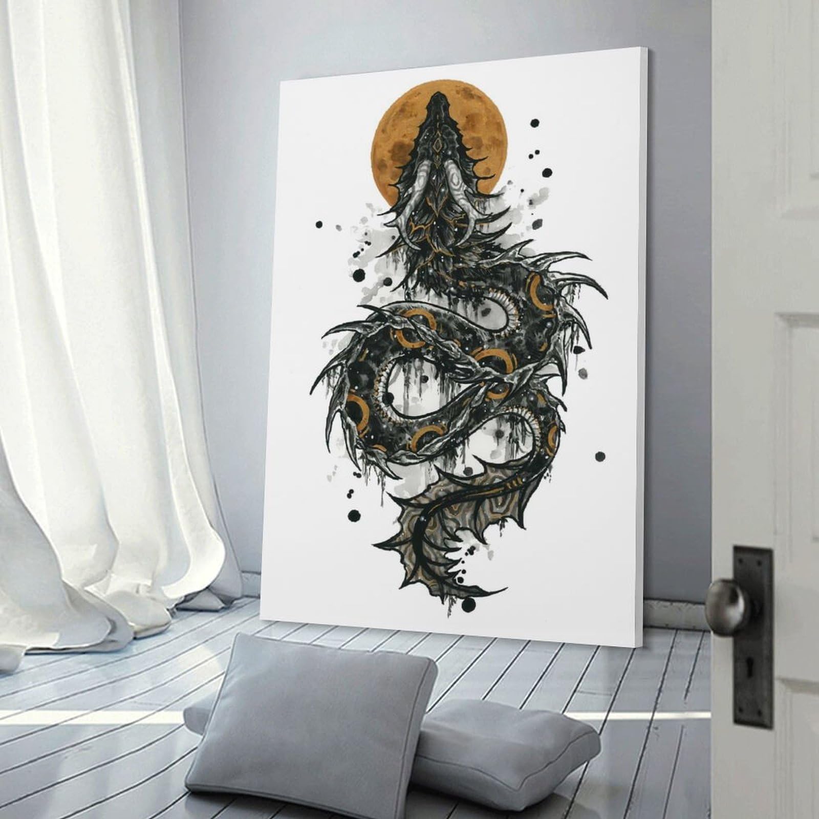 Junmoney Bakunawa Home Decor Wall Art, 12x18inch(30x45cm), for Living Room, Bedroom Or Home Office, Home Decor Gift with Stylish Appeal