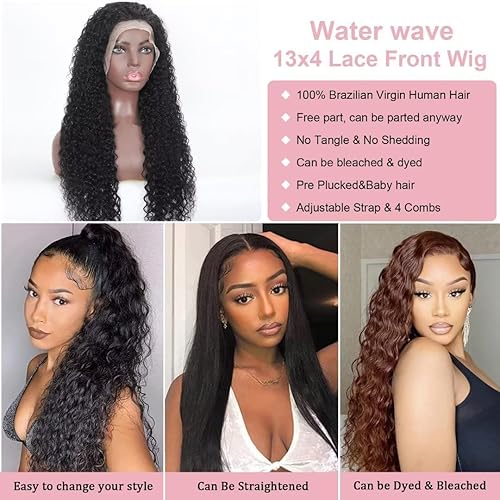 Miniatura 5 de Pelucas de cabello humano ondulado con encaje frontal de 13 x 4 pulgadas, pelucas sin pegamento para mujeres negras, peluca de cabello humano rizado