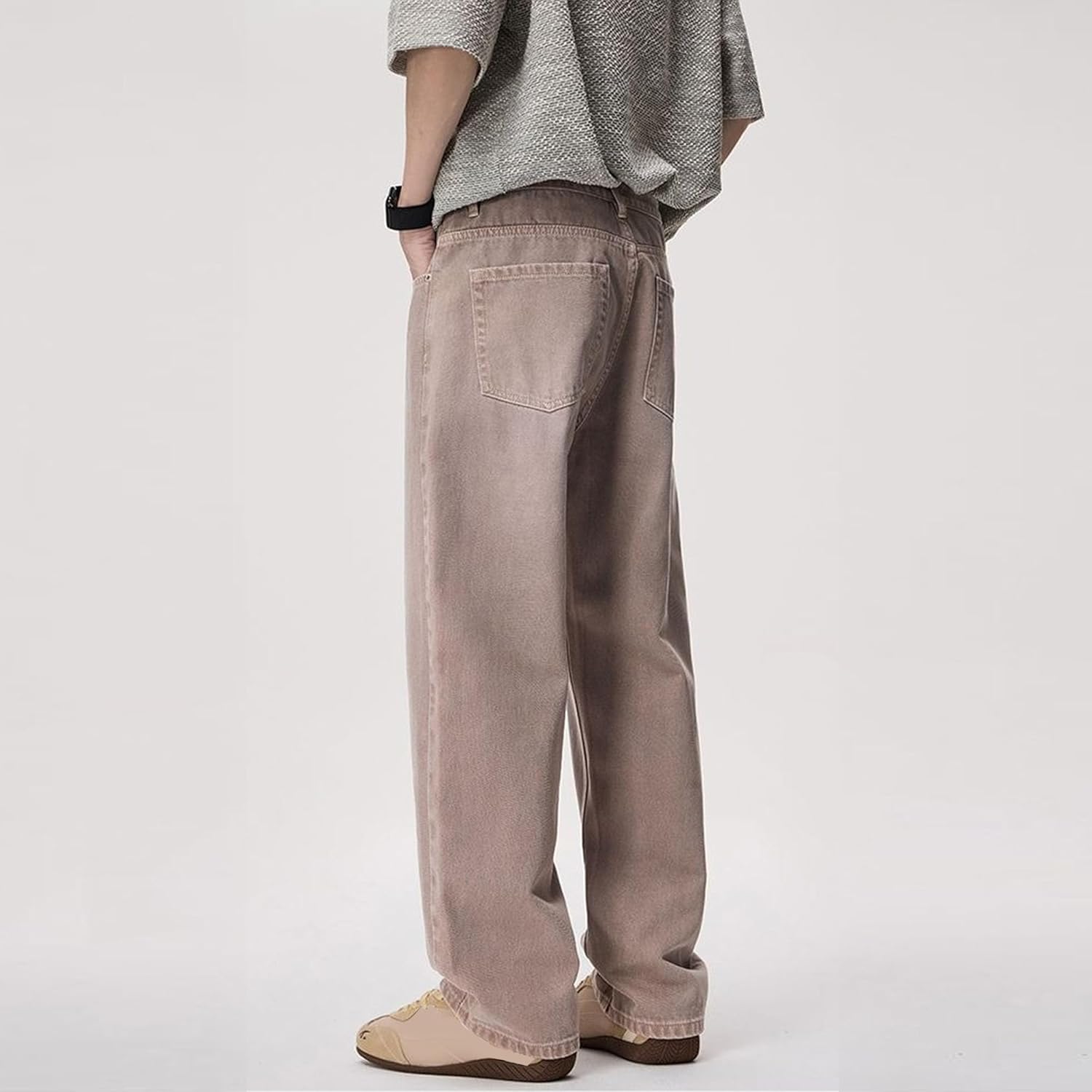 Men Wide Leg Y2k Baggy Jeans Streetwear Denim Washed Hip Hop Pants Casual Loose Fit Trousers Streetwear