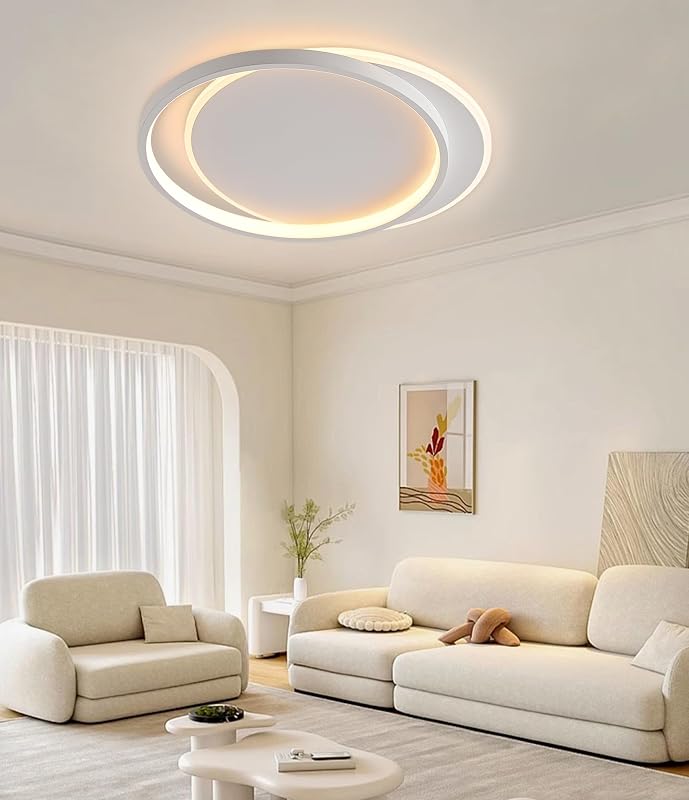 Plafonieră LED dimabilă FANLG, 3000K-6000K, 24 W, 2400 lm, modernă, pentru sufragerie, dormitor, bucătărie, 40 x 35 x 5,5 cm