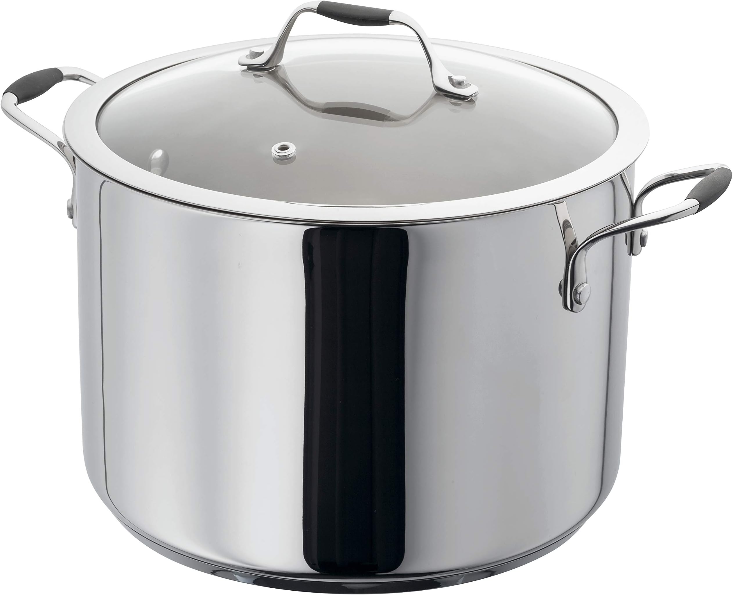 James Martin Stainless Steel 24cm 7L Stockpot with Glass Lid, Induction Ready, Oven Safe, Dishwasher Safe - Fully Guaranteed
