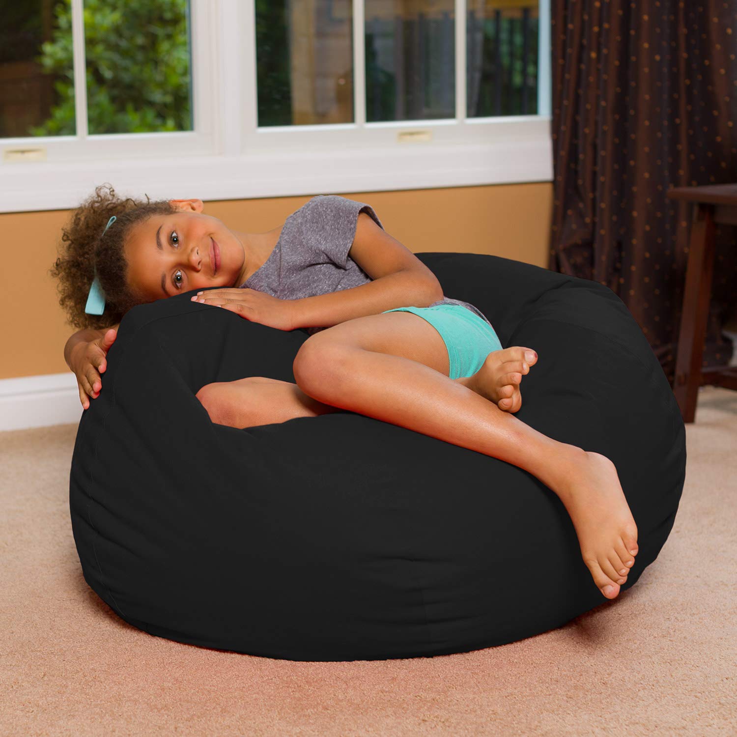 Beanbags Bean Bag Chair, Large-38in, Solid Black