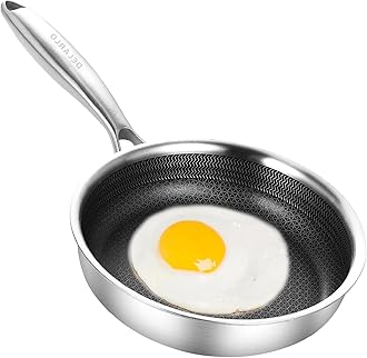 DELARLO Tri-Ply Stainless Steel 5.5 Inch Omelet Pans, Small Frying Pan Compatible with All Cooktops 500℉,Oven Safe Mini Skillet