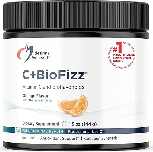 Designs for Health C+BioFizz - Polvo de bebida con vitamina C efervescente de alta potencia con bioflavonoides, apoyo inmunológico + antioxidante,