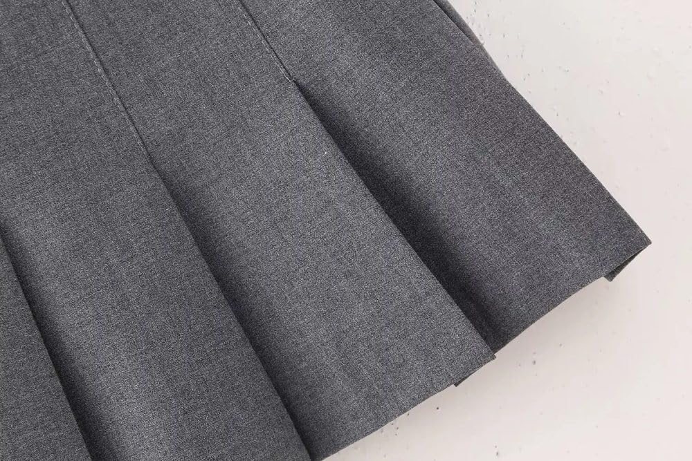 SWEPER Jupe Courte Femme - Printemps Court Femmes Jupe Plissée Fermeture Éclair Taille Haute A-Ligne Décontracté Femme Mini Jupe