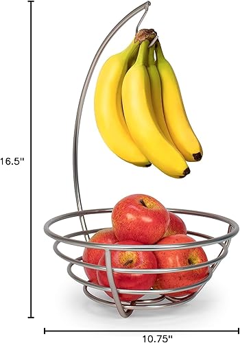 Miniatura 5 de Spectrum Diversified Euro - Colgador pequeño para árbol y cesta de frutas, soporte para plátano y cuenco de fruta de alambre abierto para encimera