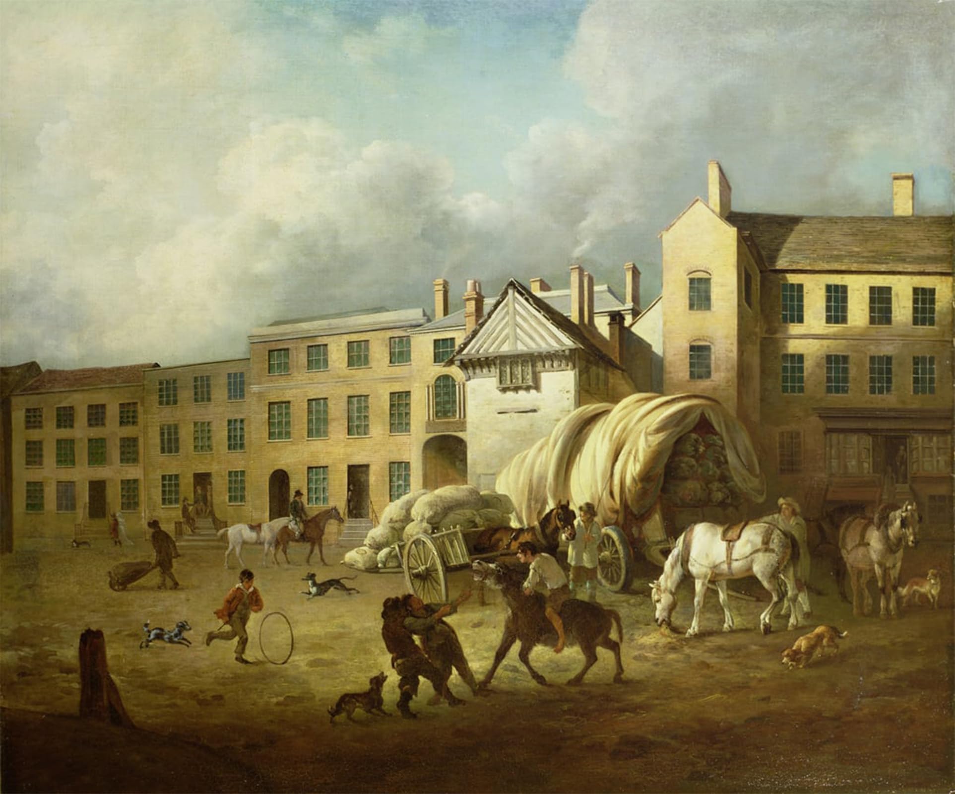 ARTXLXXBN Famous Print Painting Colorful Art Print a Town Scene by George Garrard Canvas Art Decorations for Home Decor 60x90cm