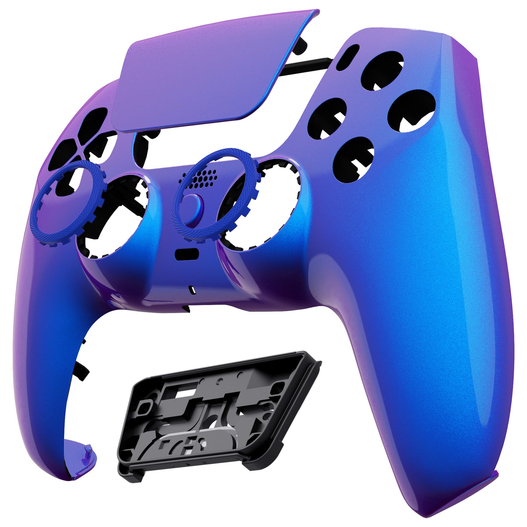 eXtremeRate Luna Cover Ricambio per ps5 Controller,Custodia Copertura Frontale Scocca Shell Ridisegnata Compatibile con ps5 Joystick BDM-010/020/030/040/050, Camaleonte Viola Blu