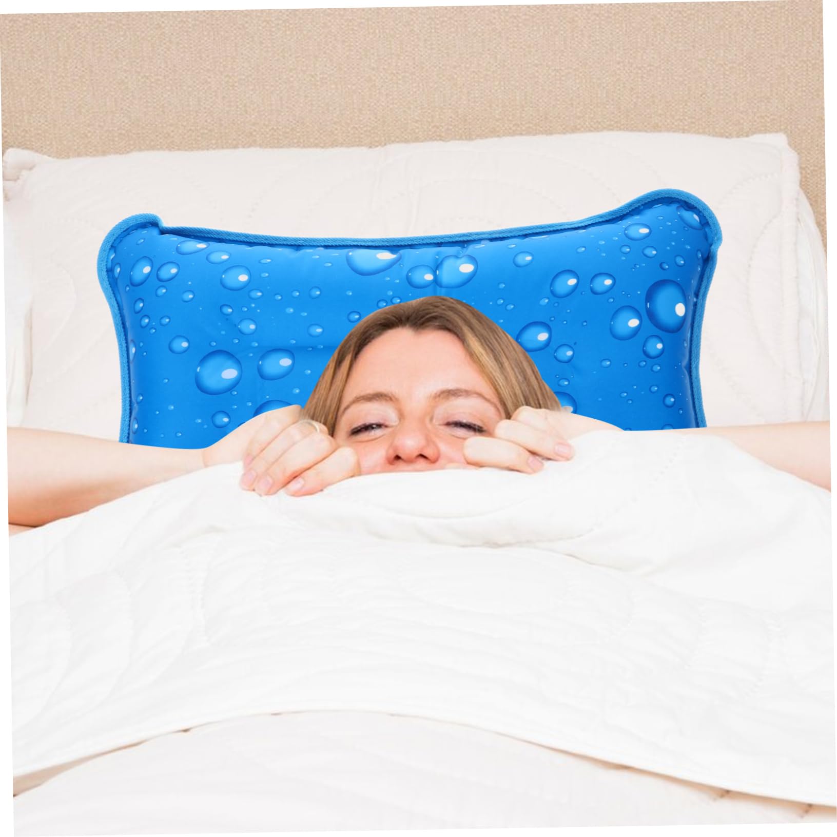 Ciieeo 4 Pièces Coussin été Auto Gonflable et Rempli Eau Bleu Ciel Oreiller Rafraîchissant Portable pour Camping et Activités Extérieures