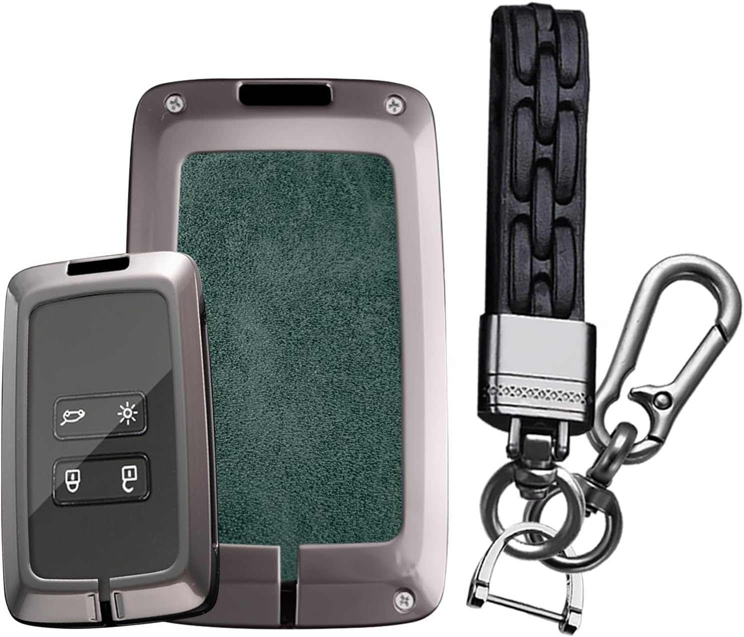 WUZUTU Metal Key Case Car Key Case Compatible with Renault Zoe Clio Espace Captur Talisman Megane Dacia Duster 2 Remote Control Key Ring Car Accessories, C-green, C-Grün