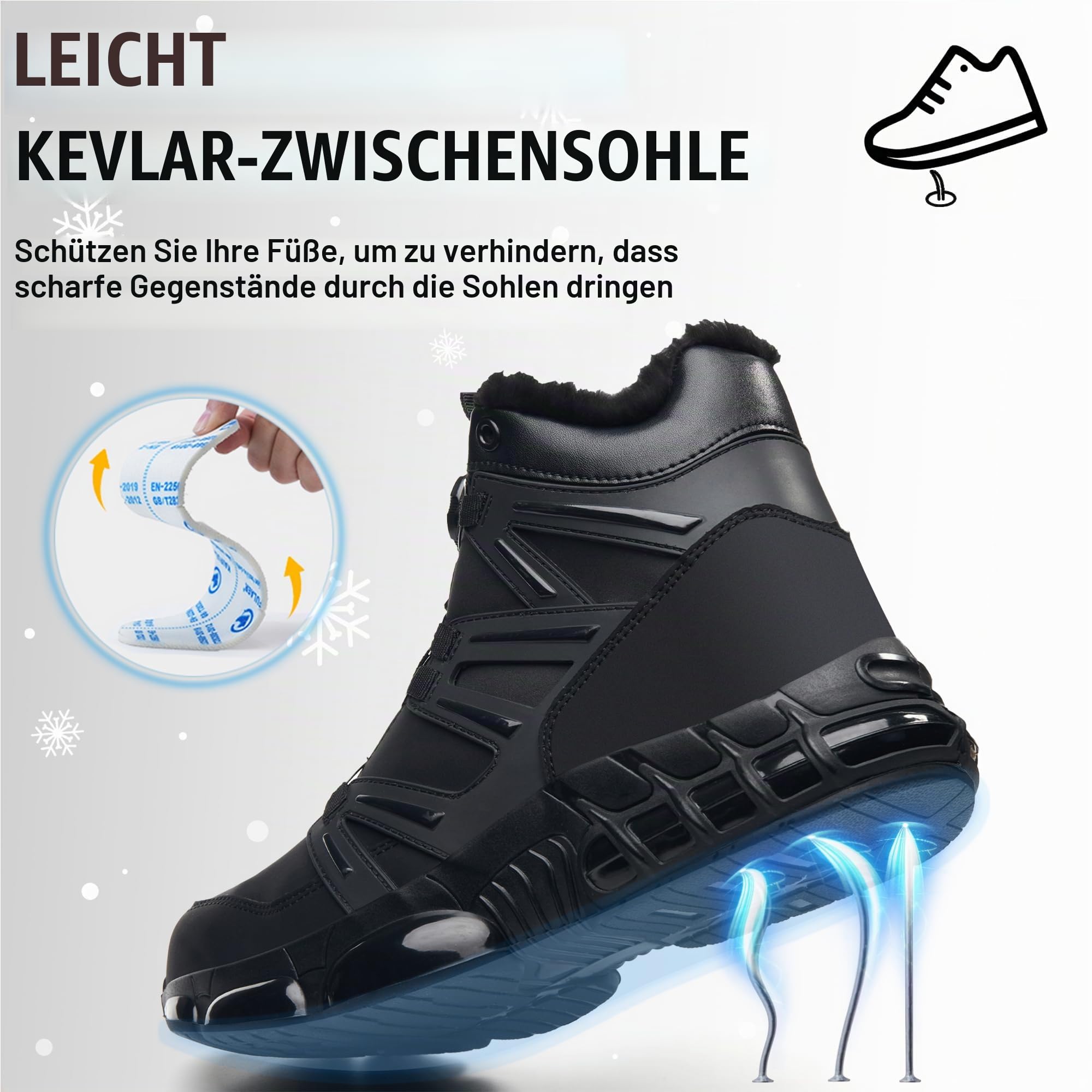 Arbeitsschuhe Winter Warm Sicherheitsstiefel Leicht Herren Damen
