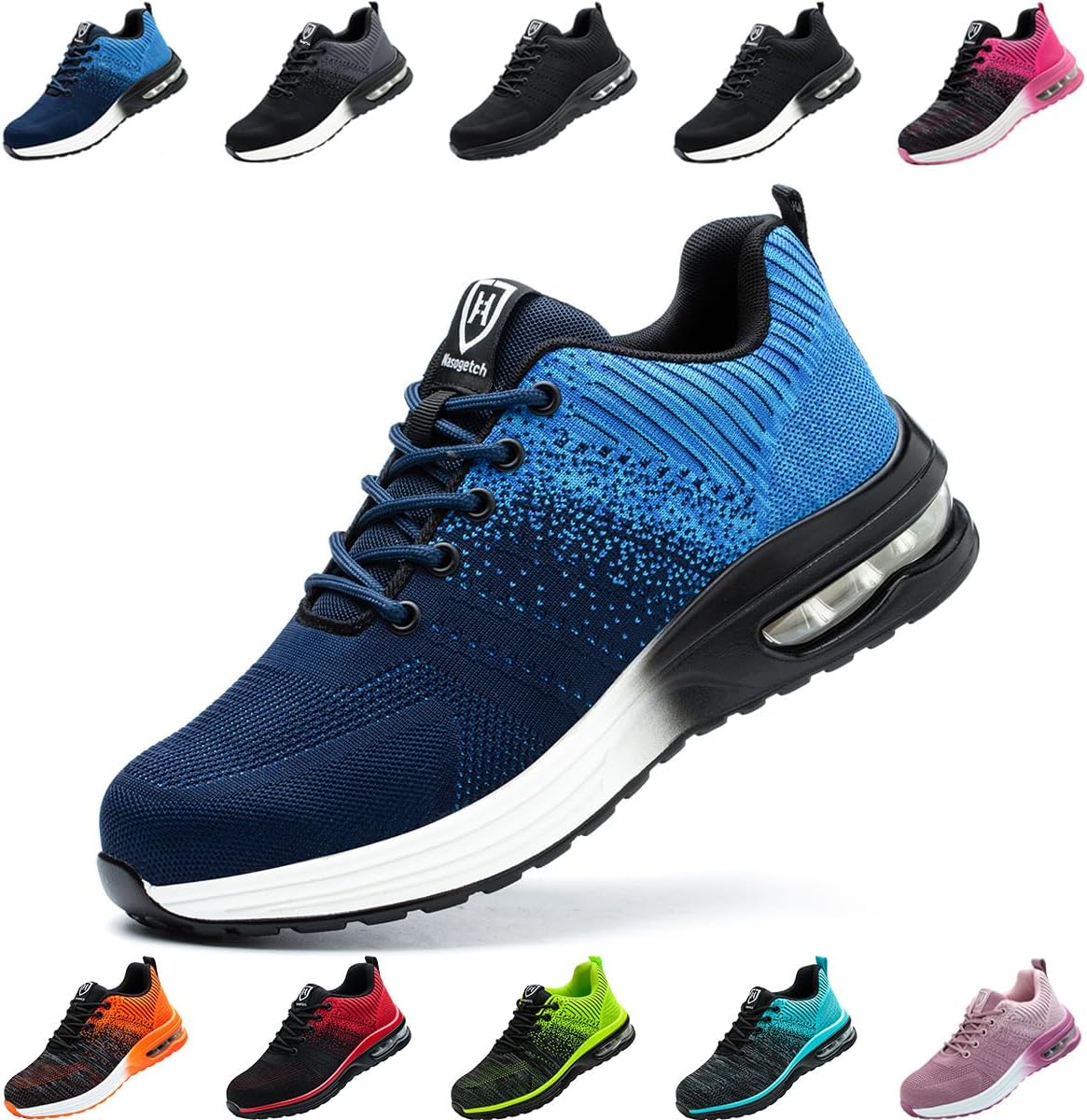 Nasogetch Safety Trainers Steel Toe Cap Trainers Men Women Lightweight Comfortable Safety Shoes Breathable Work Trainers with Cushioning
