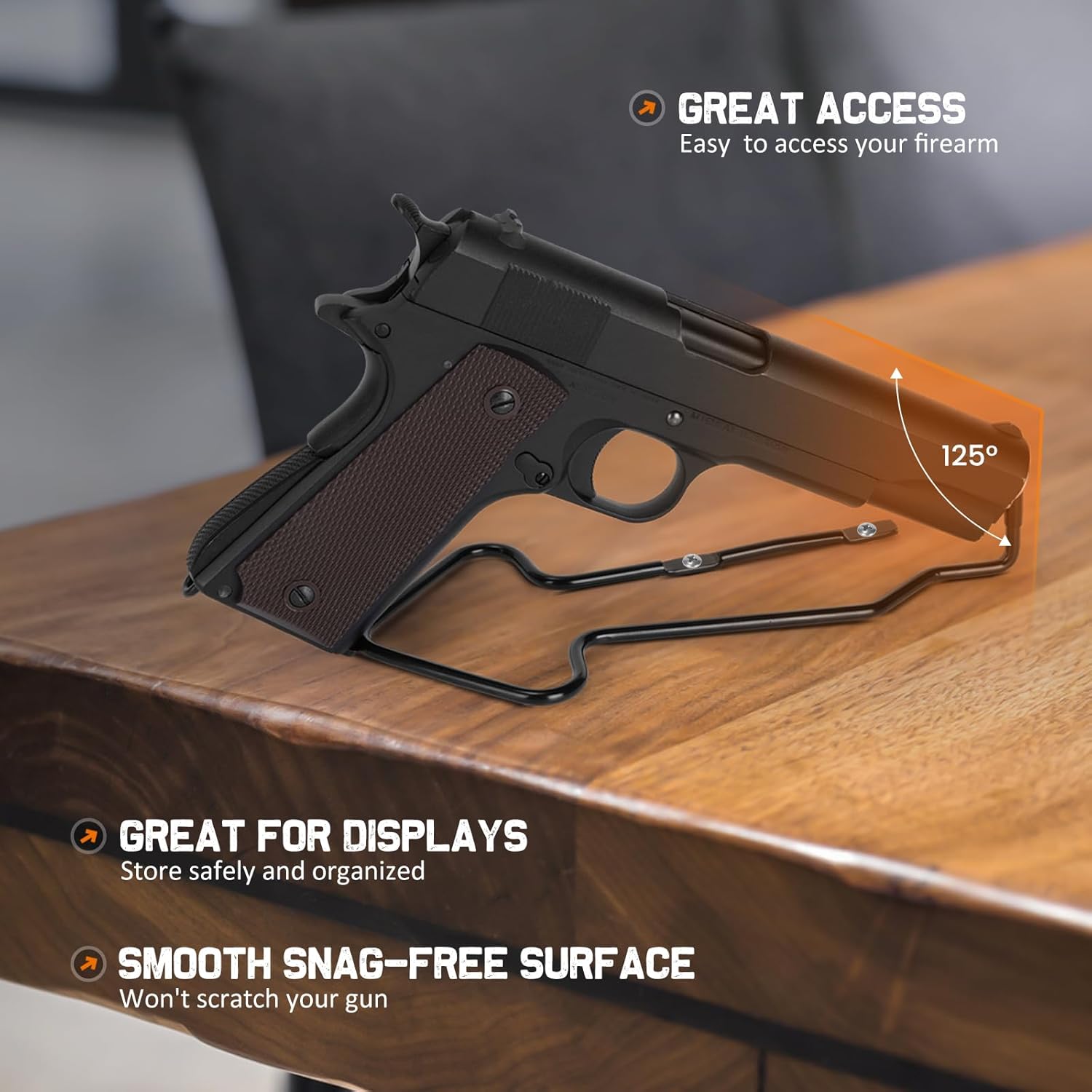 Steel Pistol Stand with Vinyl Coating, Secure Pistol Holder & Gun Display Organizer for Safe & Cabinet, Pistol Rack for Gun Safe, Gun Rack Stand for Handguns & Revolvers