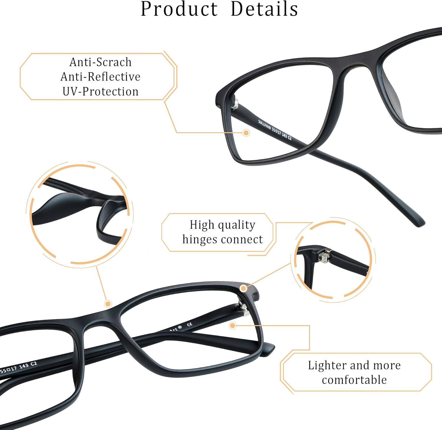 LifeArt Blue Light Blocking Glasses, Anti Eyestrain, Computer Reading Glasses, Gaming Glasses