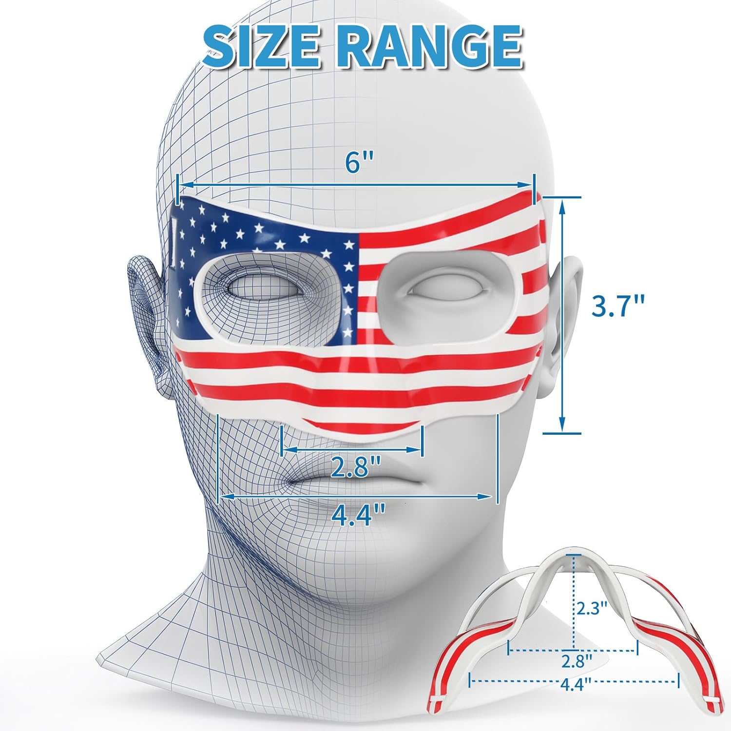 QK01US Nose Guard for Broken Nose, Face Shield Masks, Adjustable American Flag Eye Mask, Masquerade USA Half Mask, Suitable for Adults and Teenagers, Men and Women, for Soccer and Basketball - Image 4