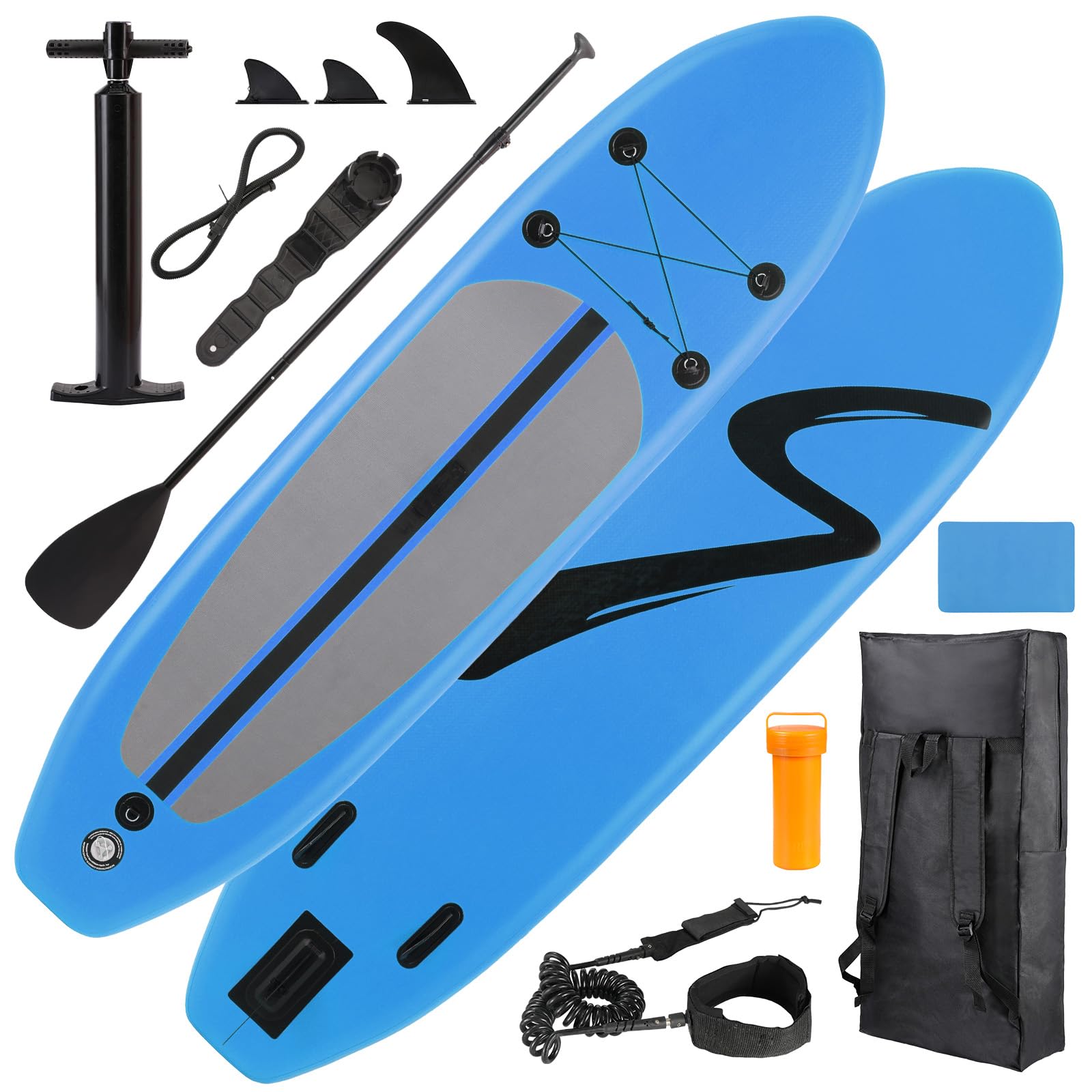 TLSUNNY 11FT Inflatable Stand Up Paddle Board, 3 Fins Paddleboard with Full SUP Accessories for All Skill Levels, Portable Two-Way Hand Pump and Carry