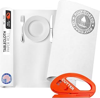 IDL Packaging Eco Tablecloth Paper Roll 18" x 1800" (150 ft, 225 sq.ft) with Cutter - Sustainable Alternative to Plastic Table Covers - Perfect for Parties, Dinners & Events - Natural Table Runner