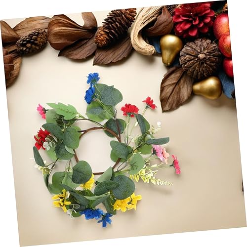 Miniatura 3 de ABOOFAN Guirnalda de velas artificiales, guirnalda de eucalipto artificial, centro de mesa, flores artificiales, velas cónicas, guirnalda de